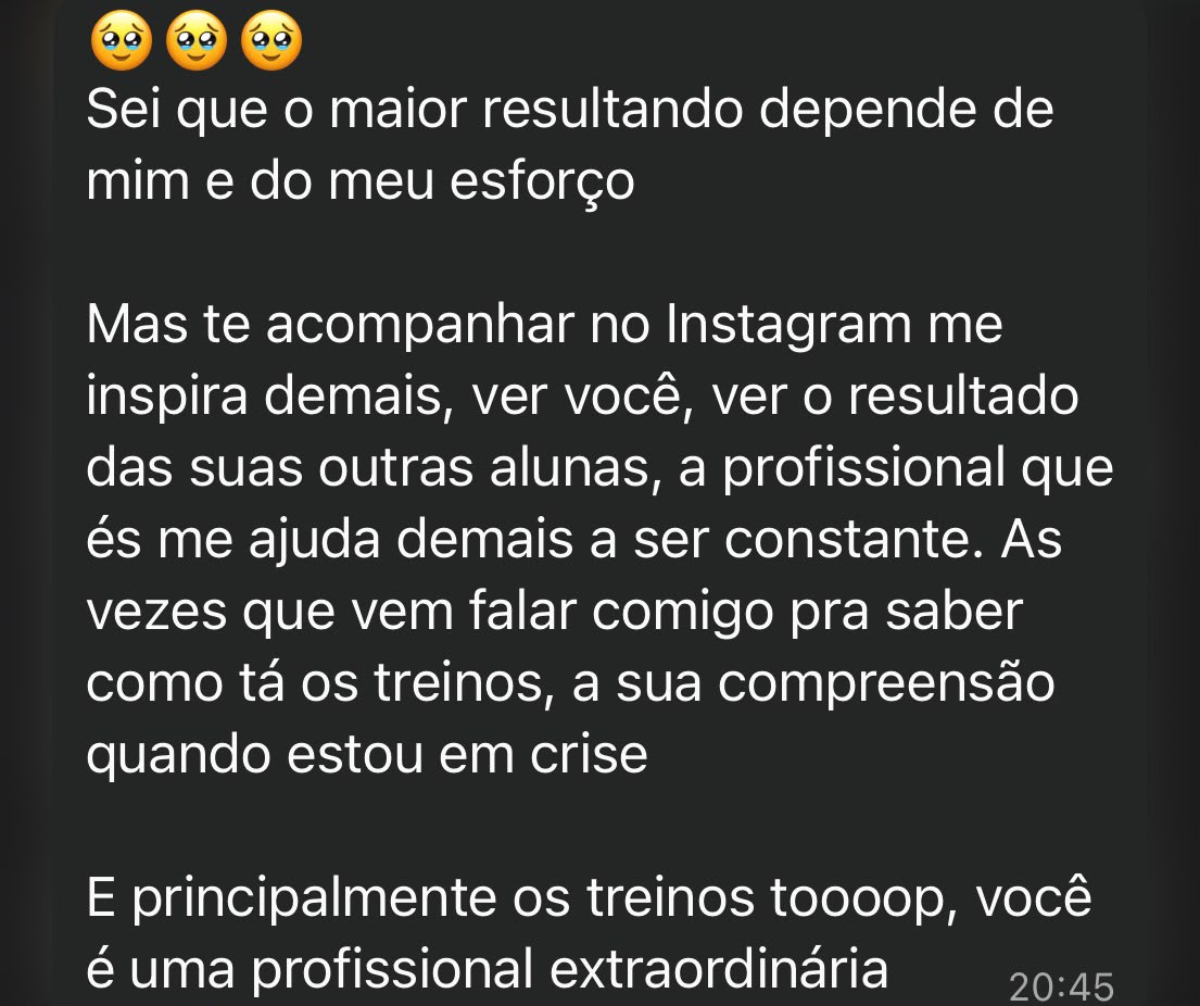 Depoimento Germana Mami Fit — Mensagem WhatsApp